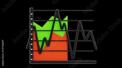 3D Animation of Area Chart | Alpha Channel