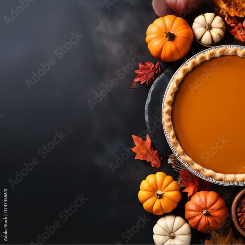 Colorful Pumpkins and Autumn Leaves in a Circular Arrangement