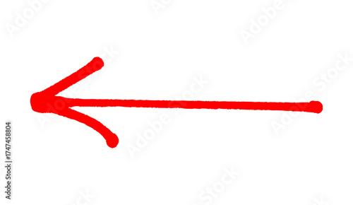 hand-drawn Red arrow marker isolated on background. Hand-drawn marker red arrow icon transparent. Red arrow icon. Arrow drawn on wa hite background.