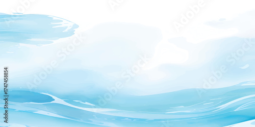 Beautiful blue sky and white clouds over the ocean on a summer day