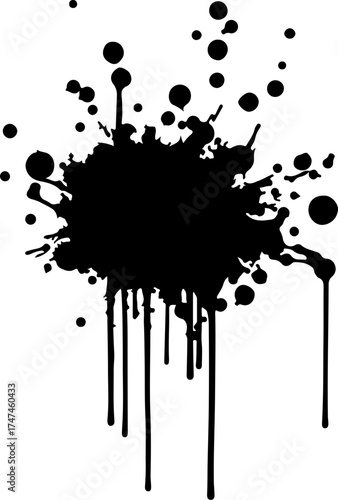 Black Ink Splash on White Background