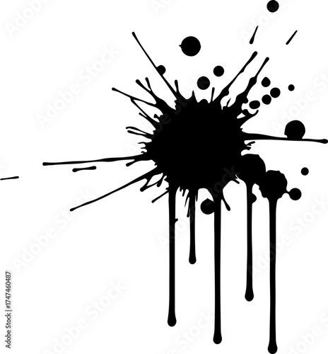 Black Ink Splash on White Background