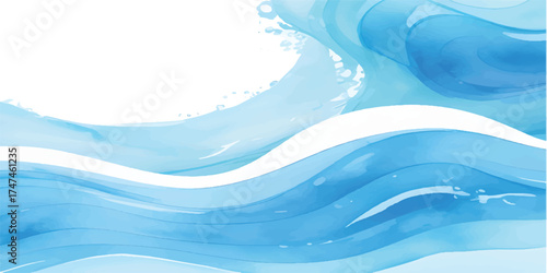 Abstract blue wave design with a flowing liquid curve pattern suitable for a clean ocean or water-themed vector illustration background