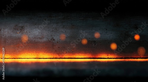 welding. Close-up of heated metal surface with orange glow, highlighting industrial precision and detail. safety posters.