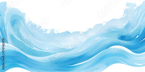 Abstract blue background with a flowing water wave pattern for a digital ocean design illustration