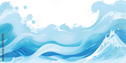 Abstract blue background with flowing liquid wave design, vector illustration, and soft artistic light pattern