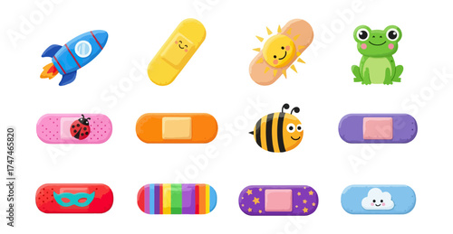 Colorful cartoon band aids