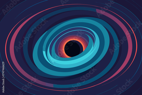 abstract vortex with a black hole center and glowi