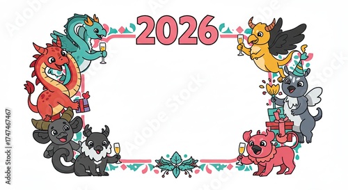 Festive 2026 Year of the Dragon Celebration Frame.
