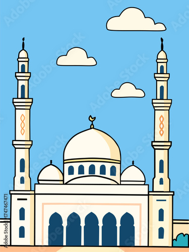 A mosque is a place of worship for Muslims to perform acts of worship, pray, and make supplication. A mosque is an icon of religious themes for the Islamic religion.