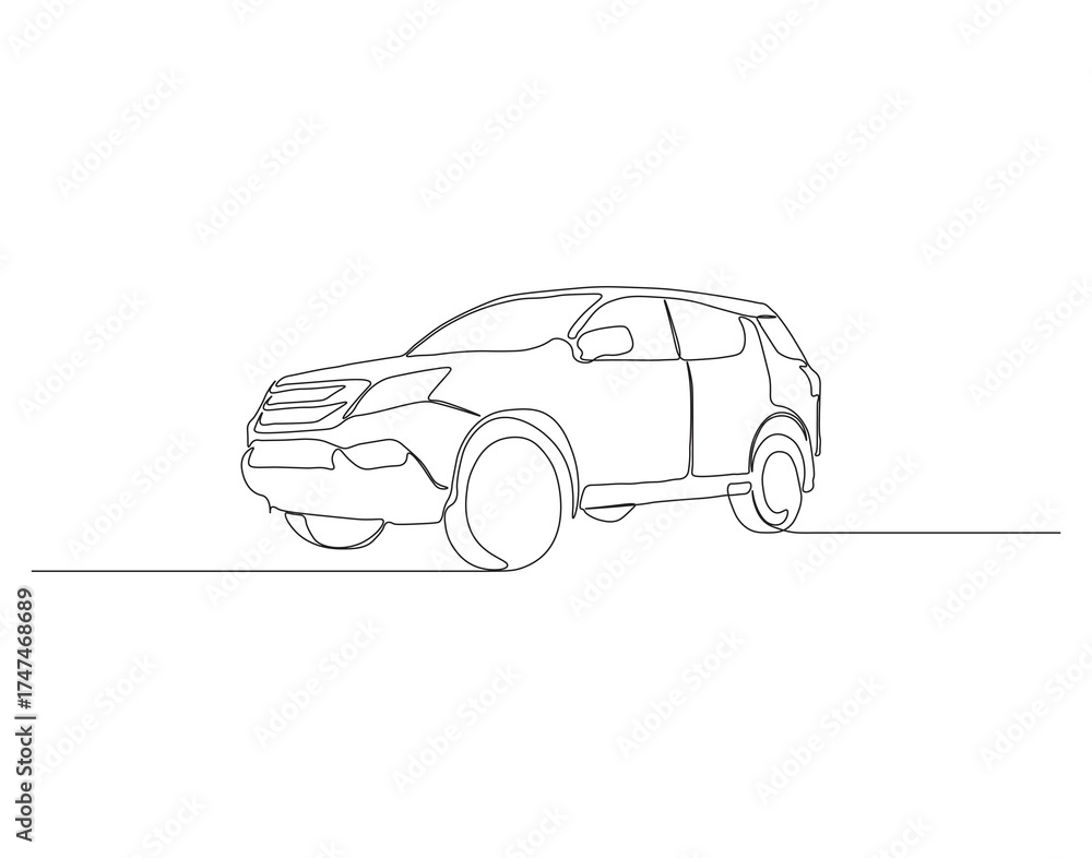 Fototapeta premium One continuous line drawing of car. single line of vintage and modern car. super car illustration. editable outline