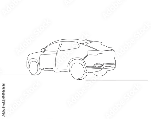 One continuous line drawing of  car. single line of vintage and modern car. super car illustration. editable outline