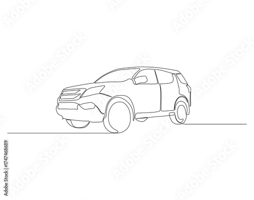 One continuous line drawing of  car. single line of vintage and modern car. super car illustration. editable outline