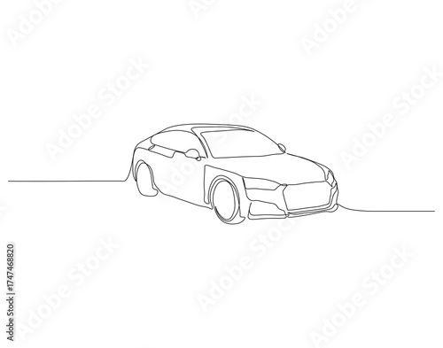 One continuous line drawing of  car. single line of vintage and modern car. super car illustration. editable outline