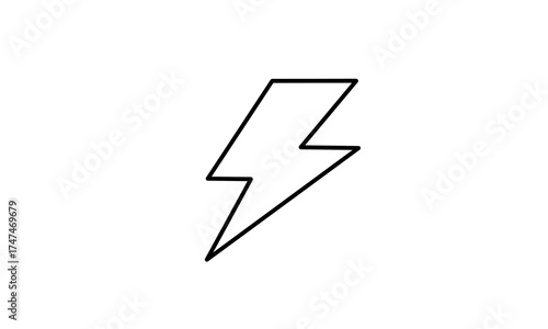 Black simple lightning bolt icon on White background 
