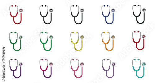 Colorful stethoscopes graphic collection