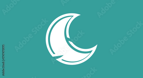 White crescent moon graphic on teal background used for technology, spirituality, or design projects
