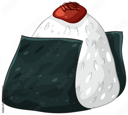 Japanese Onigiri Rice Ball with Seaweed and Umeboshi
