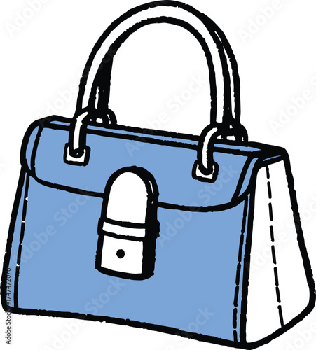 Stylish blue handbag with white accents and a secure buckle for everyday use and fashion