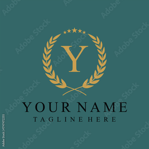Initial letter Y justice legal law firm logo design, leaves and star graphic concept