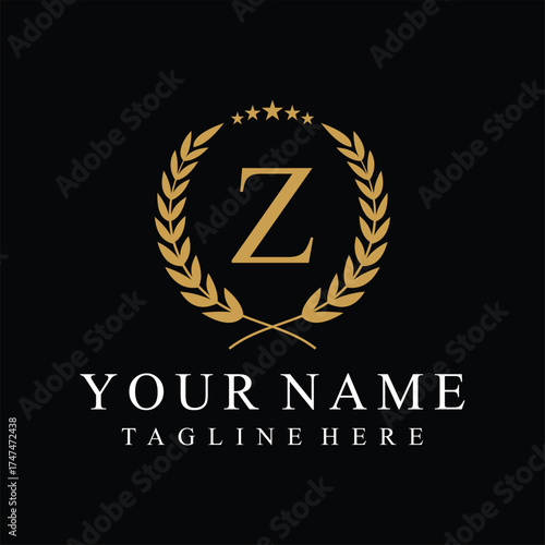 Initial letter Z justice legal law firm logo design, leaves and star graphic concept