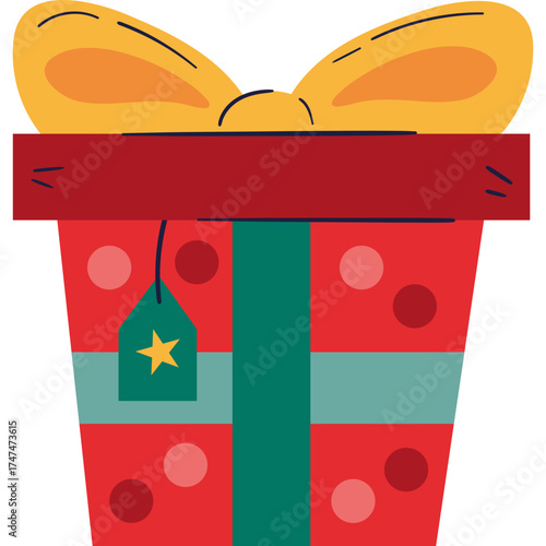 Flat Vector Illustration of Christmas Presents with Ribbons and Bows