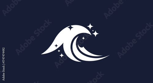 Abstract water wave design with stars on a dark background, potentially used for environmental or creative company presentation