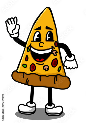 Illustration of a happy slice of pizza