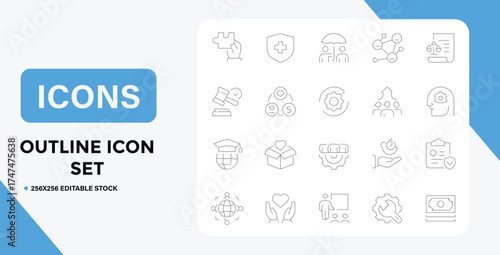 Outline Icon Set Business Charity Education and More in Vector Format