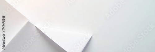 Crisp white paper, thrice folded, clean lines, blank, origami, abstract