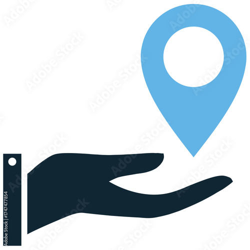 Send location icon vector. Ideal for messaging, sharing coordinates, and real-time meetups themes. This graphic symbolizes transmitting geographical data to another person or system.