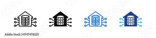 Data Warehouse Icon Set Multiple Style Collection