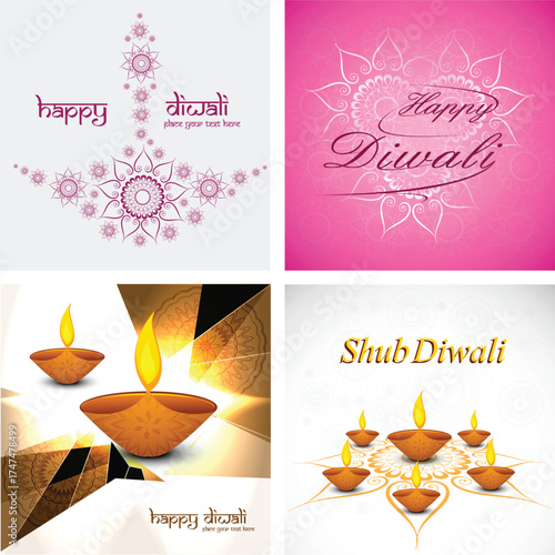 Modern Diwali Diyas with Elegant Rangoli Art