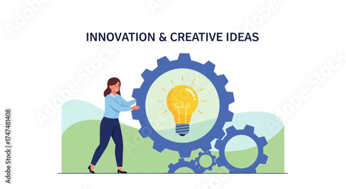 Illustrative Representation of Innovation and Ingenuity Sparking Ideas Within a Business