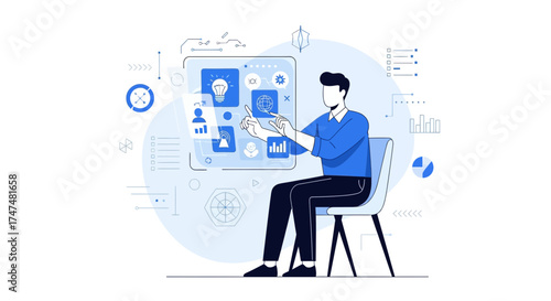 Innovative Digital Interface Concept Representing Tech-Driven Business Innovation and Futuristic