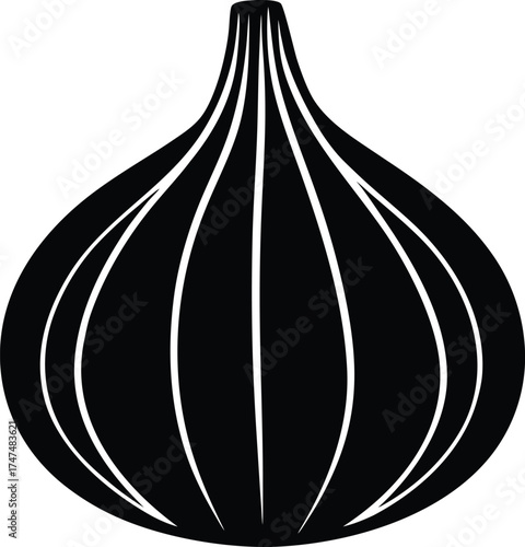 Illustration of a whole garlic bulb with separated cloves