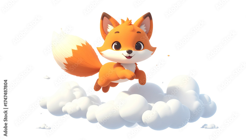 Obraz premium Fox Sitting on Cloud Fantasy Art