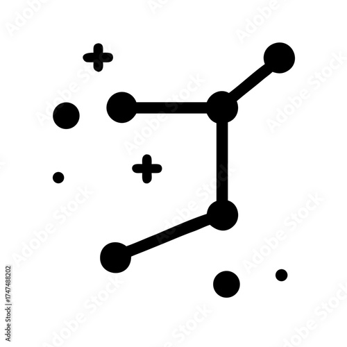 Illustration of a constellation, featuring connected dots and celestial elements, perfect for astronomy or minimalist design projects
