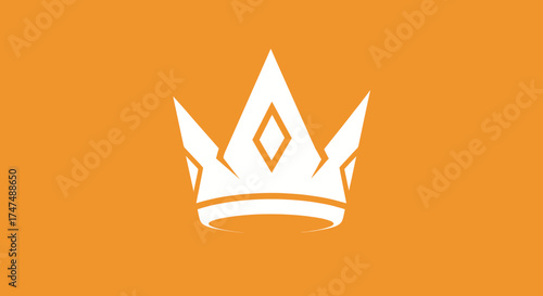 White crown emblem isolated on an orange background, symbolizing leadership and power, for graphic design or royal themed projects
