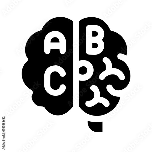 Vector art of brain with letters, representing knowledge, learning, and education, showcasing the power of the mind and its ability to acquire information
