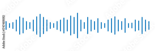 Sound waveform pattern for radio podcasts, music player, video editor, voice message in social media chats, voice assistant, recorder. Blue color voice message. Vector illustration. EPS 10.