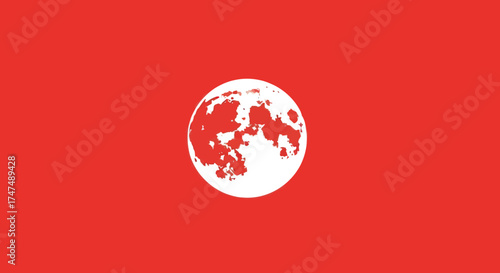 White full moon phase with red surface for web design backdrop use