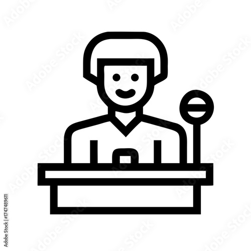 Illustration of a speaker at a podium