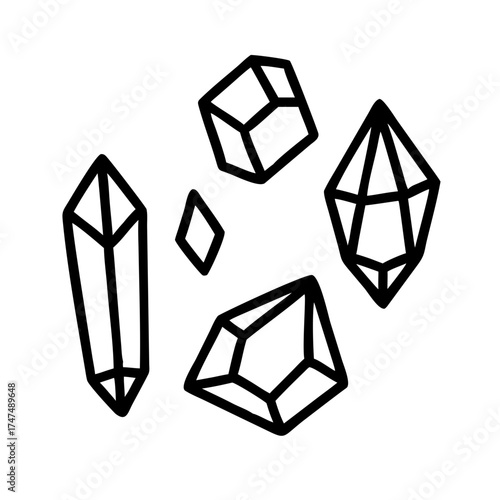 Illustration of crystals with geometric shapes