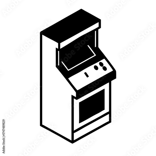 Isometric view of a classic arcade game machine
