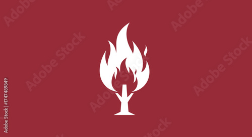 Symbolic burning bush on deep red background for logo or graphic design uses