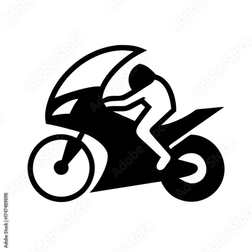 Motorcycle racing icon, showing speed and competition