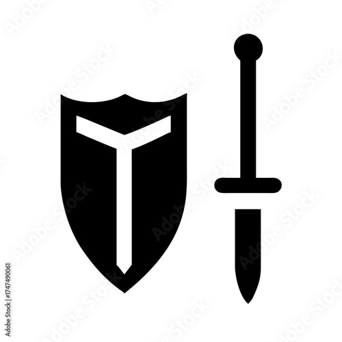 Shield and sword, symbolizing defense and offense