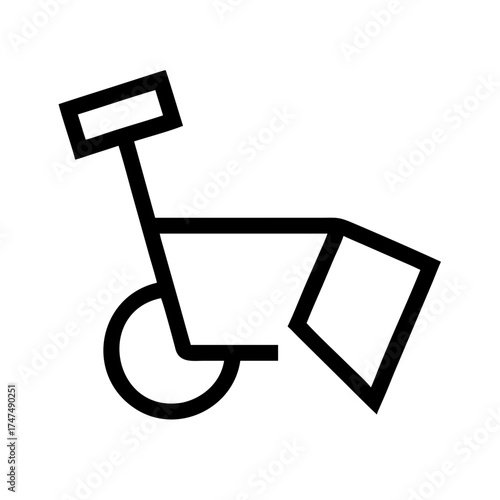 Stylized black and white line drawing of a wheelchair