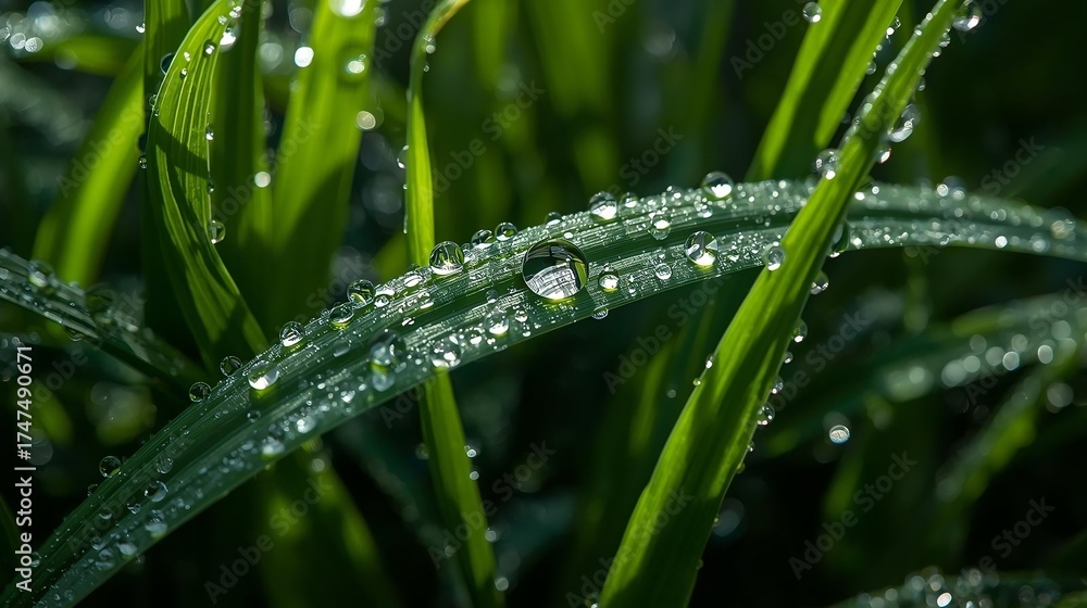 Naklejka premium dew on grass blades